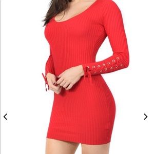 Burgundy knit cable dress